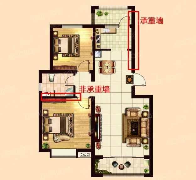 承重墙多用黑色粗线条标出